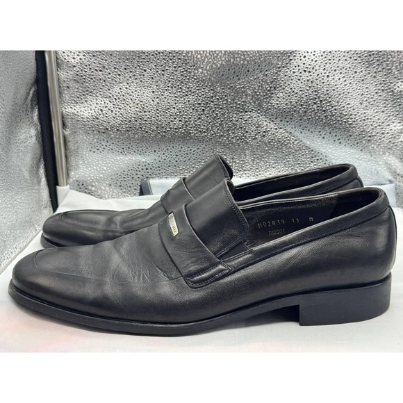 Bruno Magli Maioco Penny Loafers Mens Size 11 Black Leather Slip On Dress Shoes - Picture 9 of 12